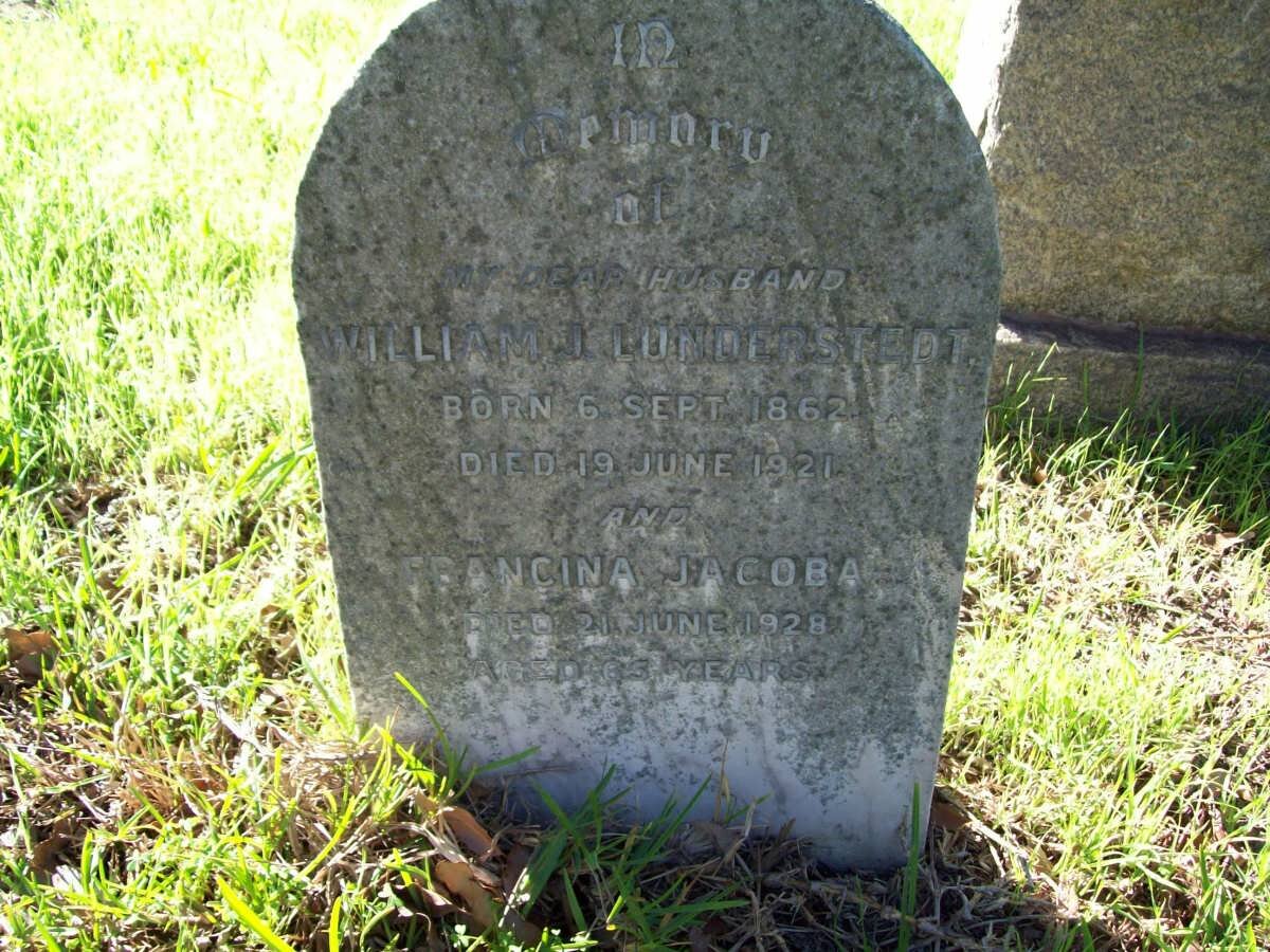 LUNDERSTEDT William J. 1862-1921 &amp; Francina Jacoba -1928
