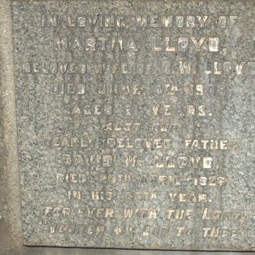 LLOYD David. W. -1926 &amp; Martha -1908