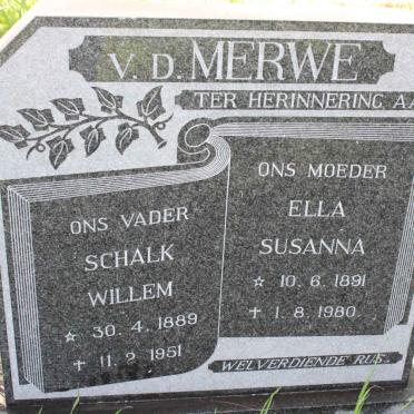 MERWE Schalk Willem, v.d. 1889-1951 &amp; Ella Susanna 1891-1980