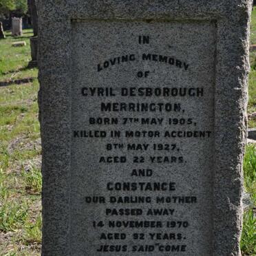MERRINGTON Constance -1970 :: MERRINGTON Cyril Desborough 1905-1927