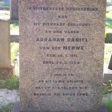 MERWE Abraham Daniel, van der 1911-1964