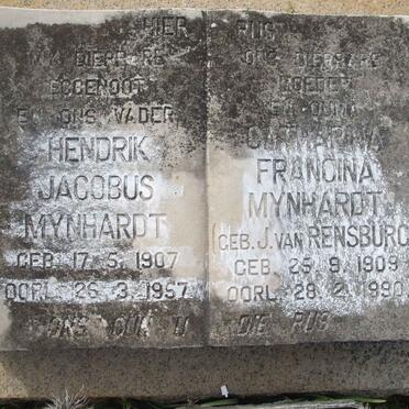 MYNHARDT Hendrik Jacobus 1907-1957 &amp; Catharina Francina J. VAN RENSBURG 1909-1990