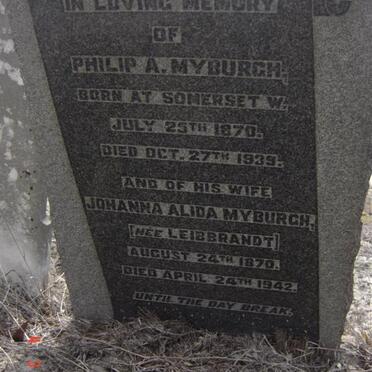 MYBURGH Philip A. 1870-1939 &amp; Johanna Alida LEIBBRANDT 1870-1942