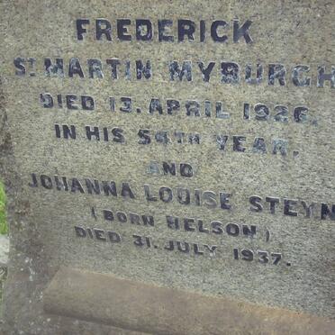 MYBURG Frederick St. Martin -1926 :: STEYN Johanna Louisa nee HELSON -1937 :: HINRICHSEN Joan nee MYBURGH -1947