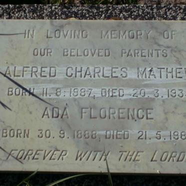 MATHEW Alfred Charles 1887-1935 &amp; Ida Florence 1888-1980