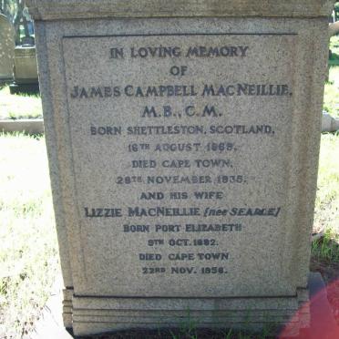 MACNEILLIE James Campbell 1869-1935 &amp; Lizzie SEARLE 1882-1956