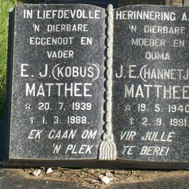 MATTHEE E.J. 1939-1988 &amp; J.E. 1940-1991