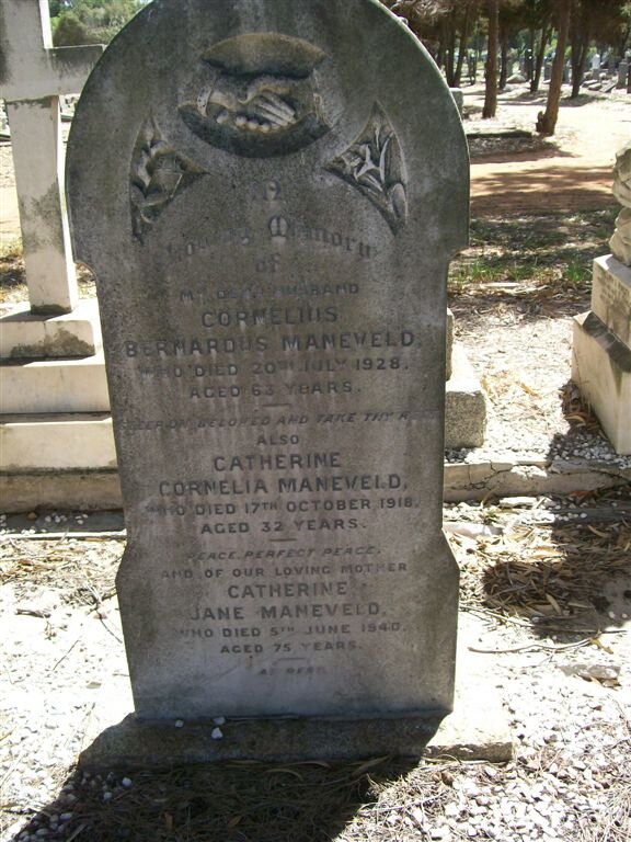 MANEVELD Cornelius Bernardus -1928 :: MANEVELD Catherine Cornelia -1918 :: MANEVELD Catherine Jane -1940