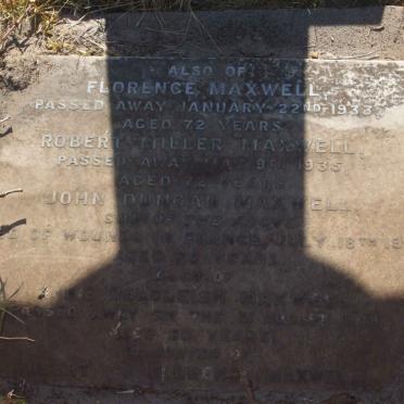 MAXWELL Robert Miller -1935 &amp; Florence -1933 :: MAXWELL John Duncan -1917 :: MAXWELL Annie Dalgleish -1949 