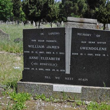 MACKRILL William James 1887-1953 &amp; Anne Elizabeth RYNEVELD 1895-1978 :: MACKRILL Gwendolene 1920-1927