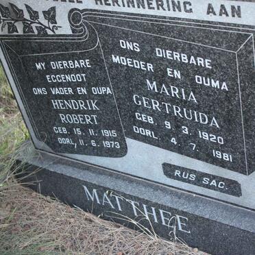 MATTHEE Hendrik Robert 1915-1973 &amp; Maria Gertruida 1920-1981