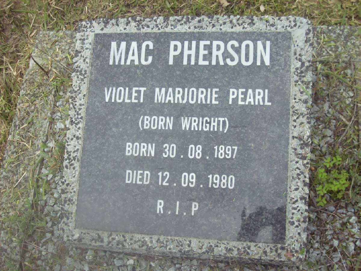 MacPHERSON Violet Marjorie Pearl nee WRIGHT 1897-1980