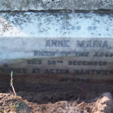 MARSHALL John Frederick -1895 &amp; Anne Maria  -1917