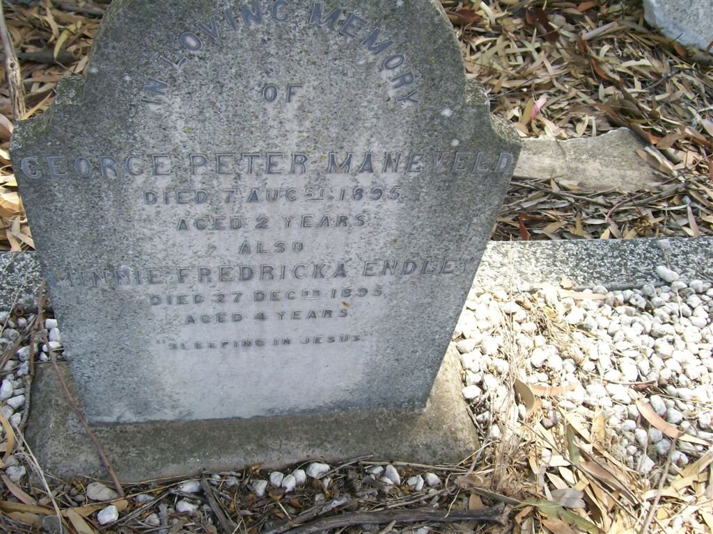 MANEVELD George Peter -1895 :: ENDLEY Mindie Fredricka  -1895