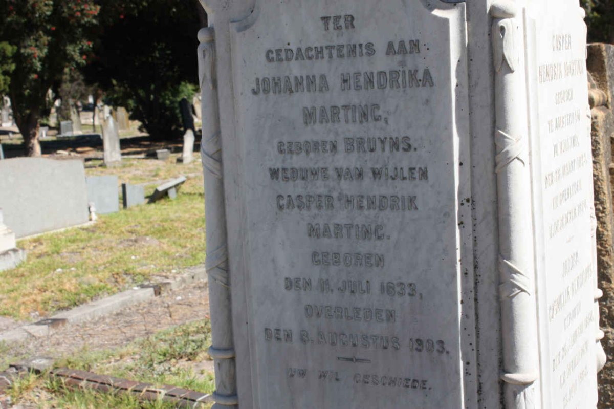 MARTING Johanna Hendrina nee BRUYNS 1833-1903