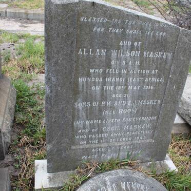 MASKEW Allan Wilson -1916 :: MASKEW ?? :: MASKEW Cecil -1945 