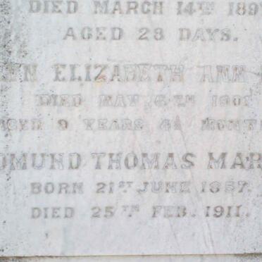 MARTIN Edmund Hart -1889 :: MARTIN Thomas Walton -1894 :: MARTIN Mary Elizabeth Ann -1897 :: MARTIN Mary Ellen -1897 