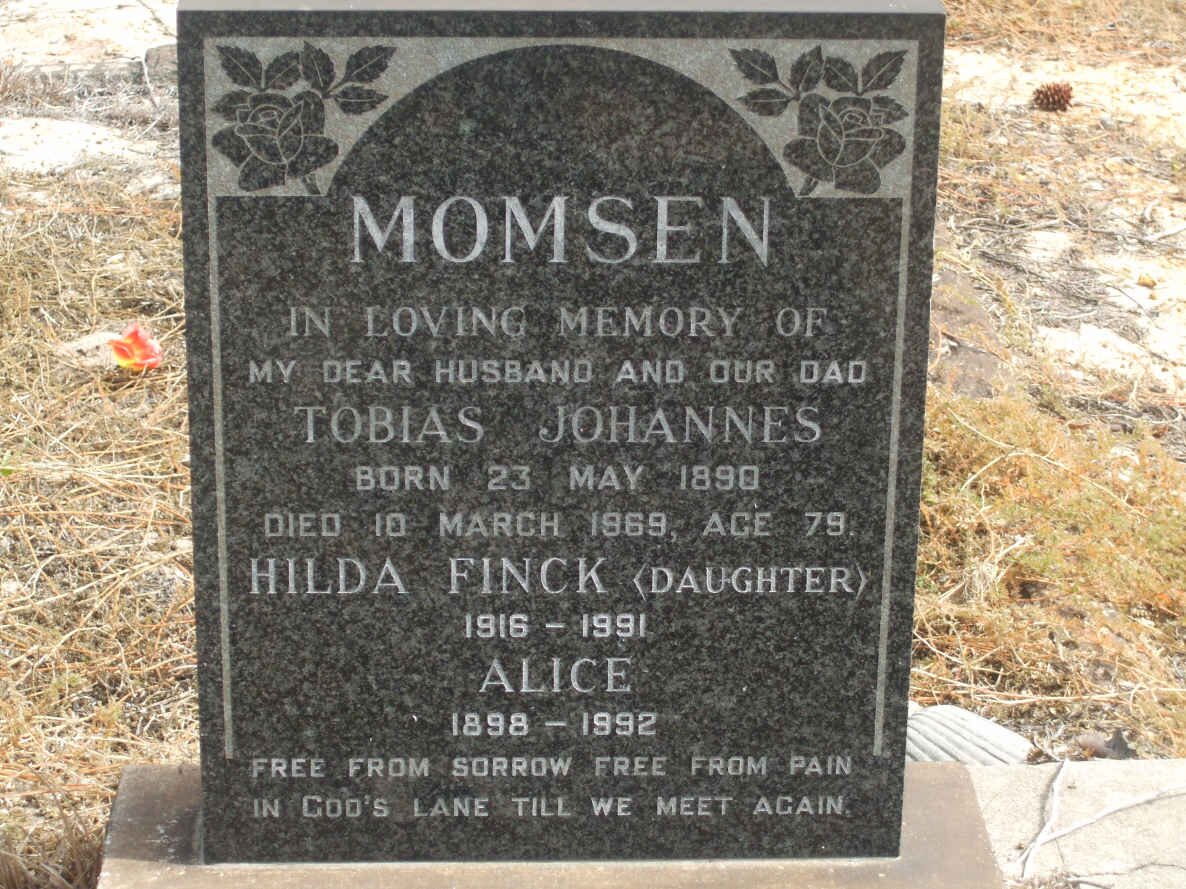 MOMSEN Tobias Johannes 1890-1969 &amp; Alice 1898-1992 :: FINCK Hilda 1916-1991