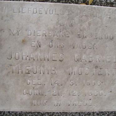 MOSTERT Johannes Gabriel Theunis 1906-1960