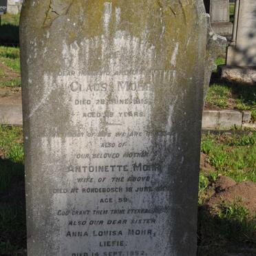 MOHR Claus -1915 &amp; Antoinette -19?? :: MOHR Anna Louisa -1952