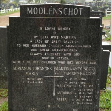 MOOLENSCHOT Adrianus Johannes Maria 1904-1991 &amp; Martina Antoinetta VAN DER HAAGEN 1904-1988