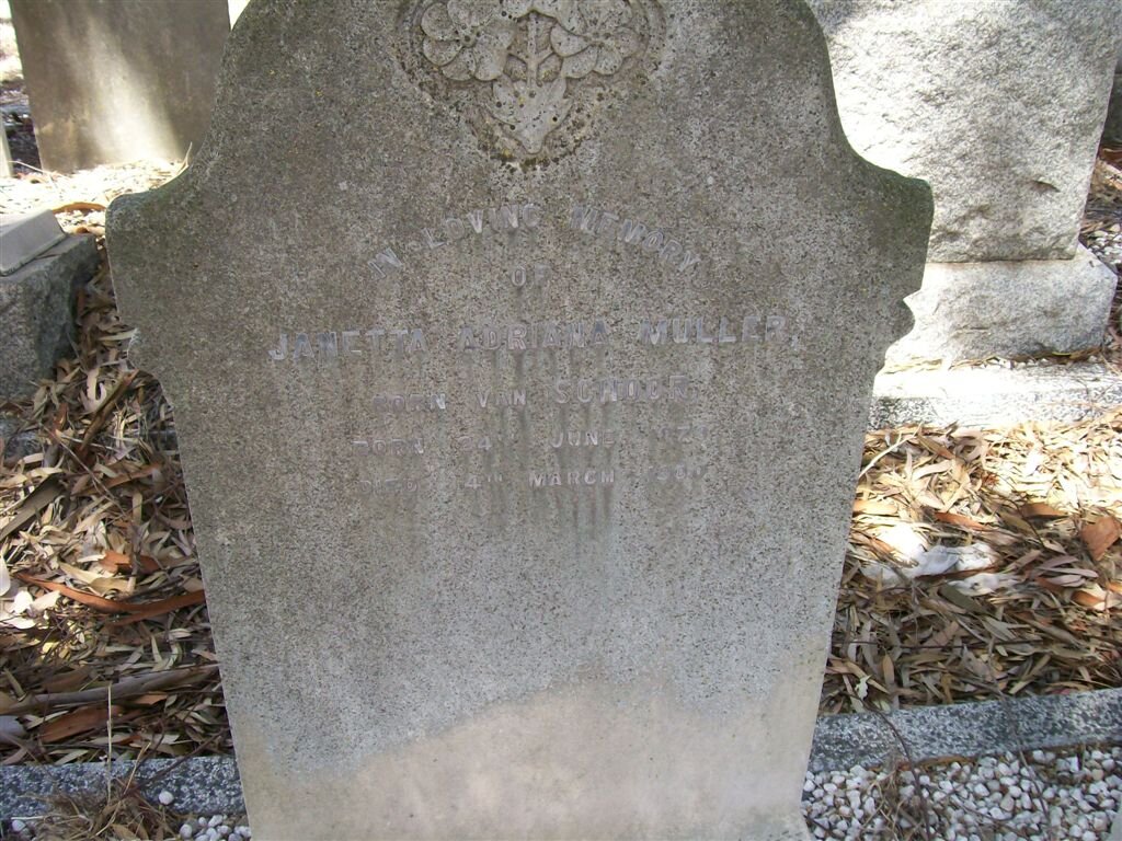MULLER Janetta Adriana nee VAN SCHOOR 1873-1900