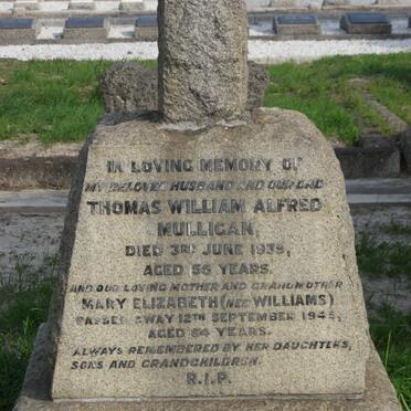 MULLIGAN Thomas William Alfred -1939 &amp; Mary Elizabeth WILLIAMS -1945