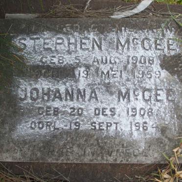 McGEE Stephen 1908-1959 &amp; Johanna 1908-1964
