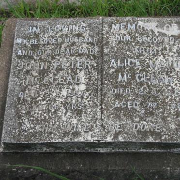 McCLEAD John Peter -1957 &amp; Alice Maud -1972