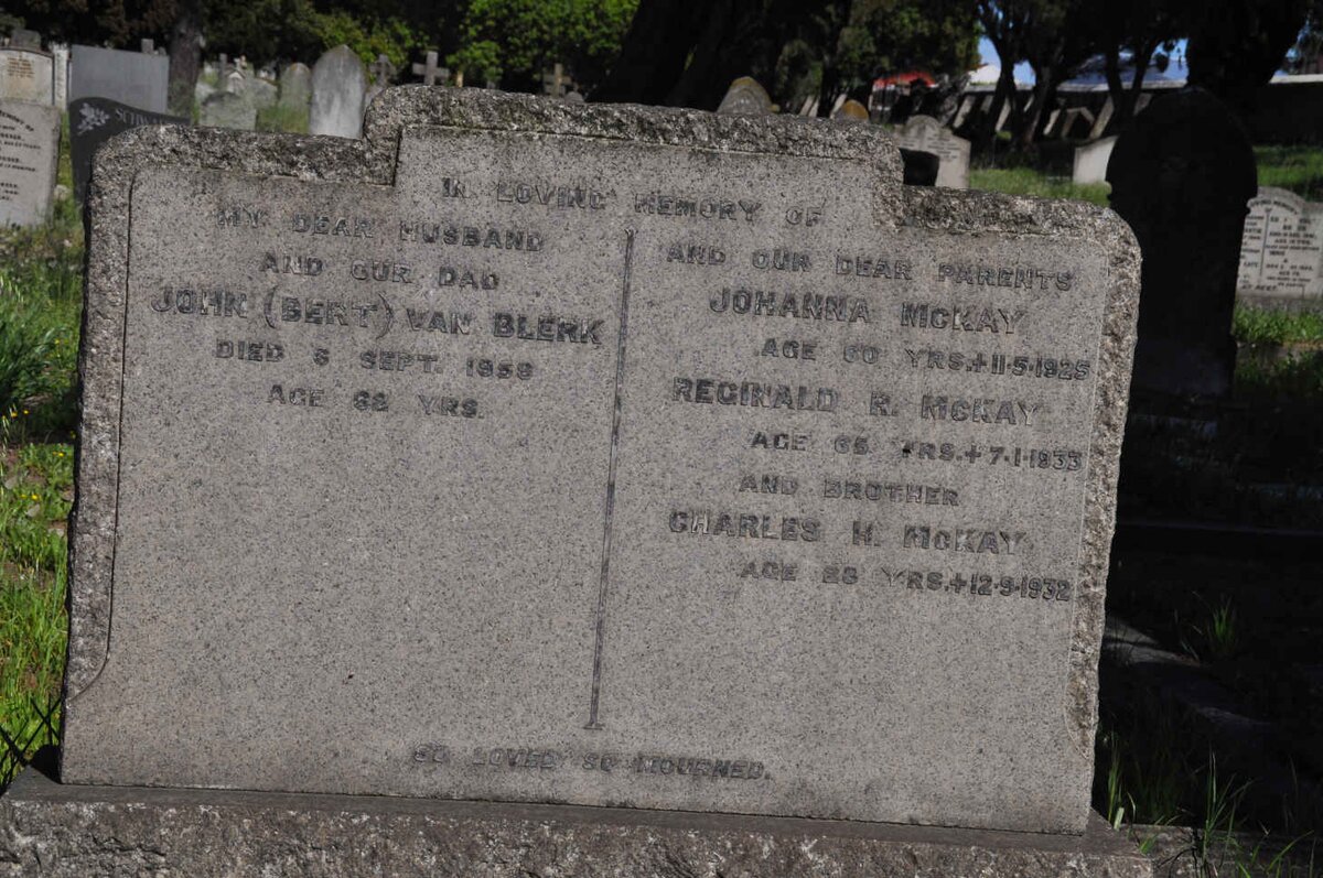 MCKAY Reginald R. -1933 &amp; Johanna -1925 :: MCKAY Charles H. -1932 :: VAN BLERK John -1959