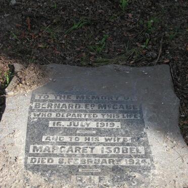 McCABE Bernard Ed. -1919 &amp; Margaret Isobel -1924