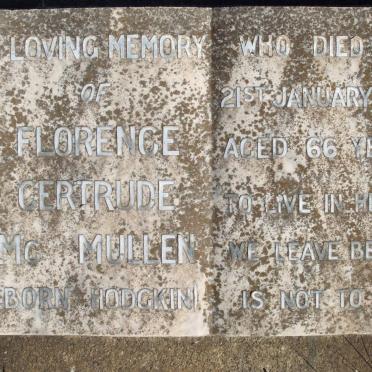 McMULLEN Florence Gertrude nee HODGKIN -1947