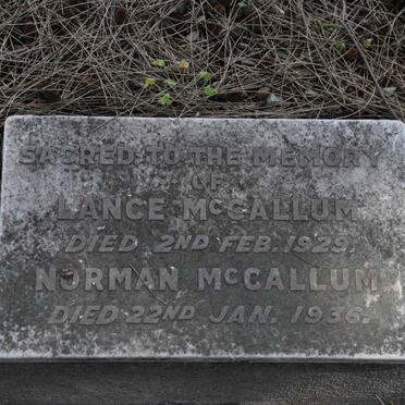 McCALLUM Lance -1929 :: McCALLUM Norman -1936