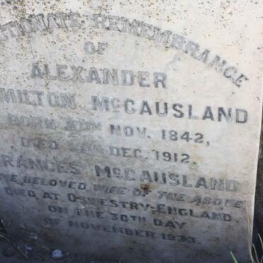 McCAUSLAND Alexander Hamilton 1842-1912 &amp; Frances -1933
