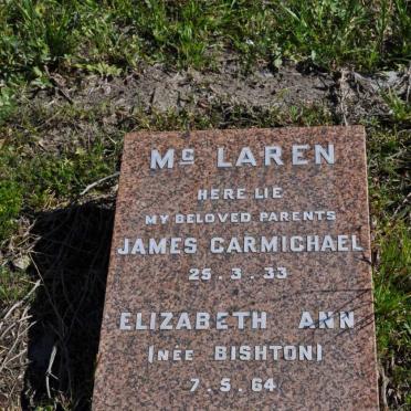McLAREN James Carmichael -1933 &amp; Elizabeth Ann BISHTON -1964