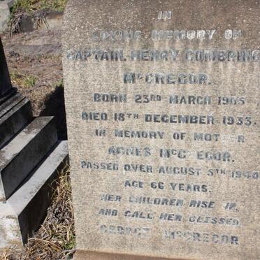 Mc GREGOR Henry Combrinck 1905-1933 &amp; Agnes -1940