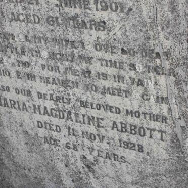 McLACHLEN John Alexander -1901 &amp; Maria Magdaline ABBOTT -1928 