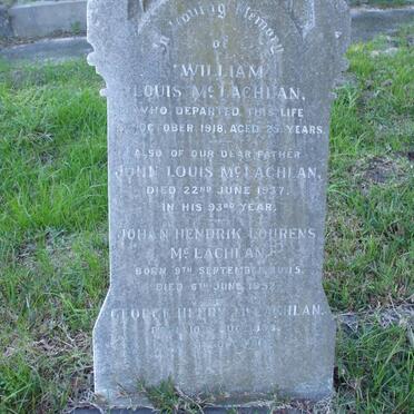 McLAHLAN Johan Hendrik Lourens 1885-1952