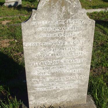 McCARTHY William M. -1890 :: McCARTHY George Edward -1891 :: McCARTHY Alfred John -1893 :: McCARTHY Percy Roger -1899 