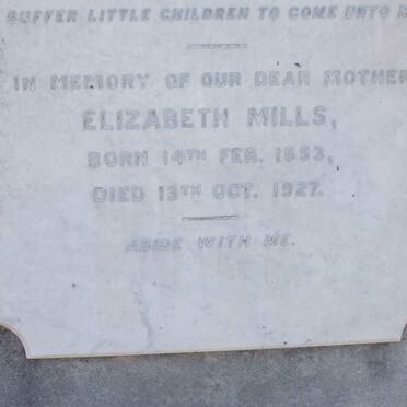 MILLS Elizabeth 1853-1927