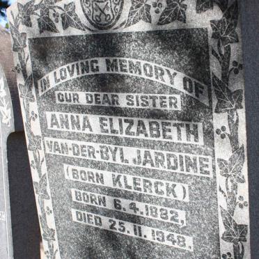 JARDINE Anna Elizabeth van-der-Byl nee KLERCK 1882-1948