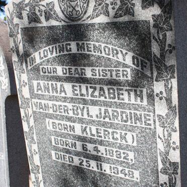 JARDINE Anna Elizabeth van-der-Byl nee KLERCK 1882-1948