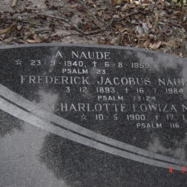 NAUDE Frederick Jacobus 1893-1984 &amp; Charlotte Lowiza 1900-1986 :: NAUDE A. 1940-1959