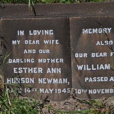 NEWMAN William John -1948 &amp; Esther Ann Hudson -1945