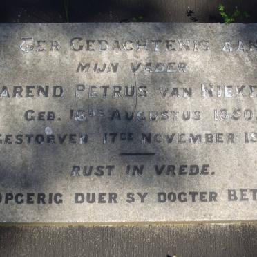 NIEKERK Barend Petrus, van 1850-1928