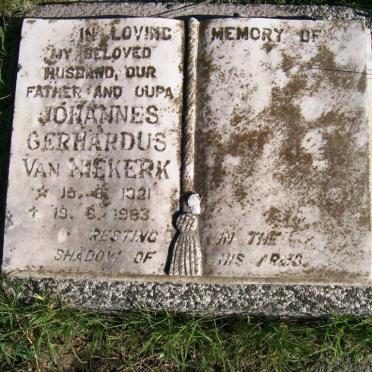 NIEKERK Johannes Gerhardus, van 1921-1983