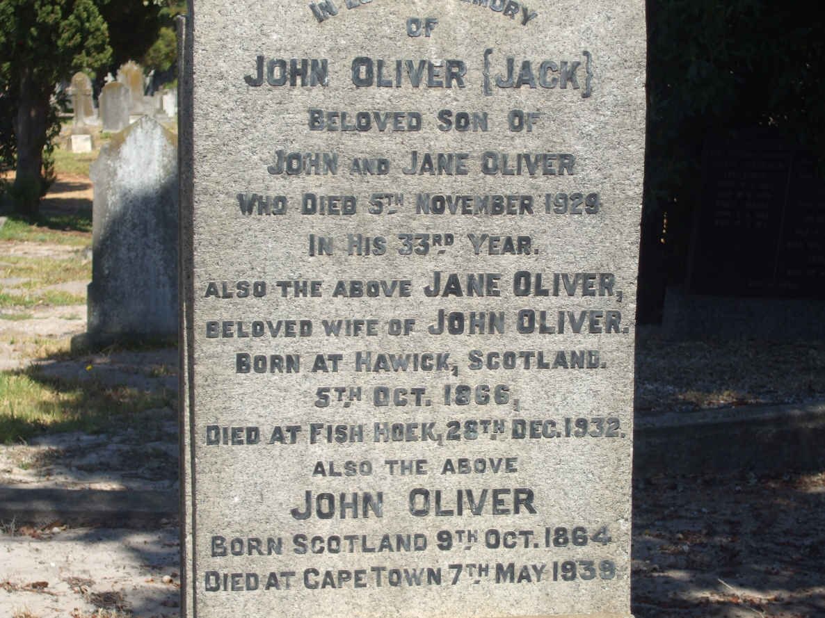 OLIVER John 1864-1939 &amp; Jane 1866-1932 :: OLIVER John -1929