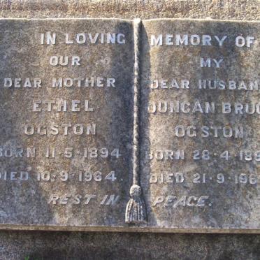 OGSTON  Duncan Bruce 1884-1963 &amp; Ethel 1894-1964