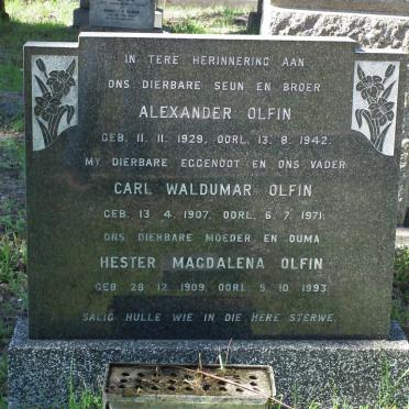 OLFIN Carl Waldumar 1907-1971 &amp; Hester Magdalena 1909-1993 :: OLFIN Alexander 1929-1942