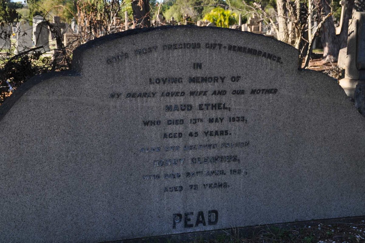 PEAD Henry Cleophus -1957 &amp; Maud Ethel -1933